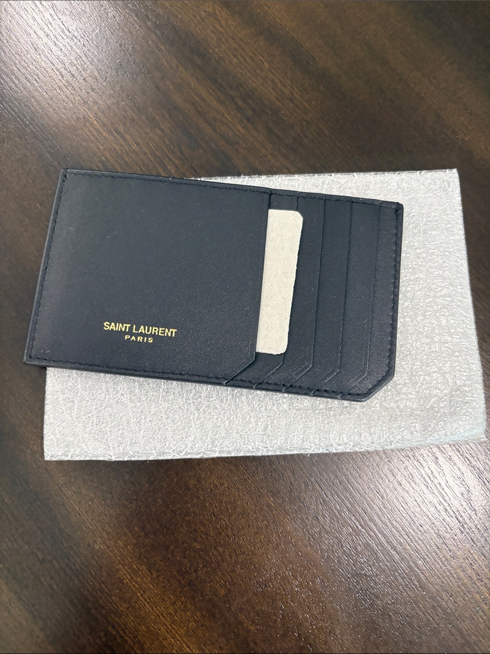 Saint Laurent Black Leather Card Case with Gold Logo